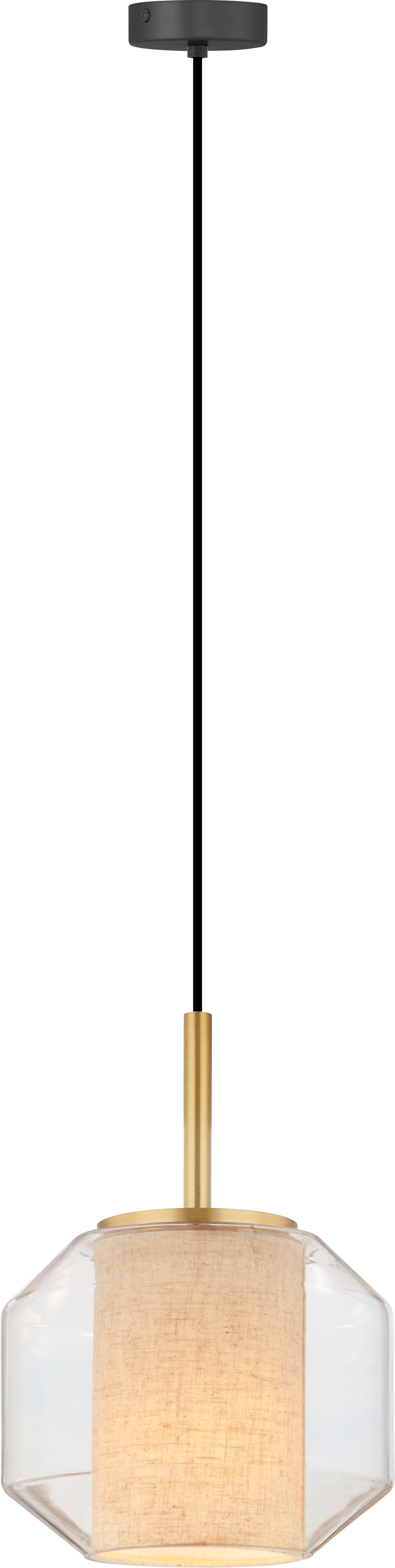Suspension Solix noire mat et dorée, verre