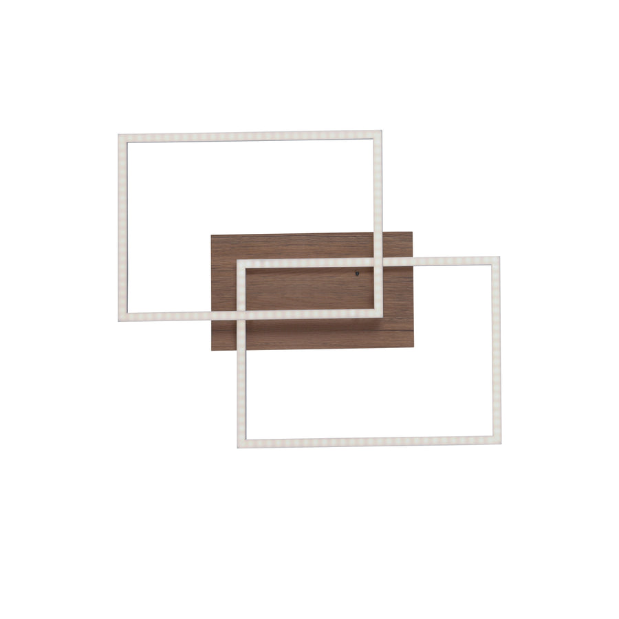 Plafonnier Iven aluminium et bois, H 50,4 cm