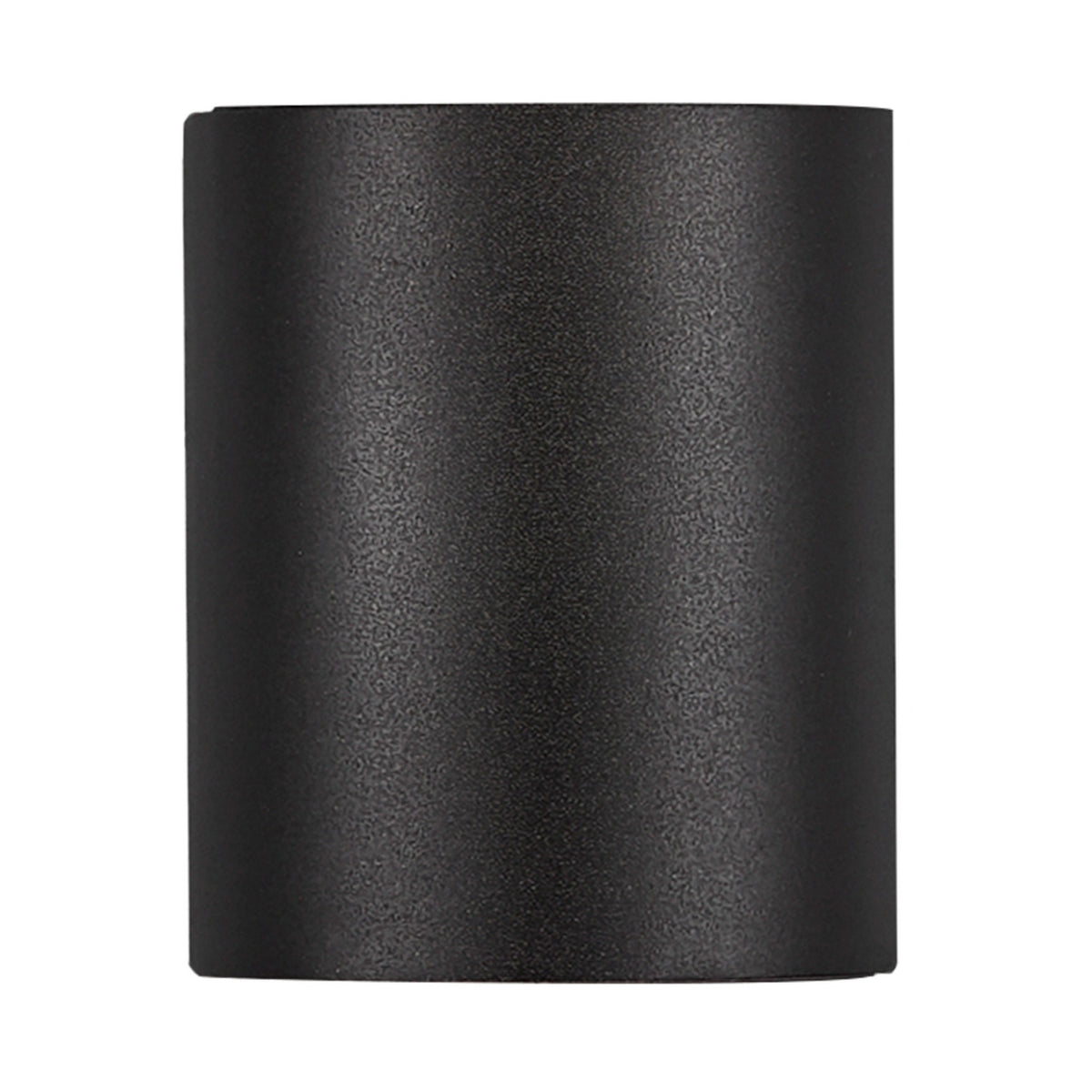 Gros plan de la face avant noire mate du boîtier cylindrique sans détail lumineux