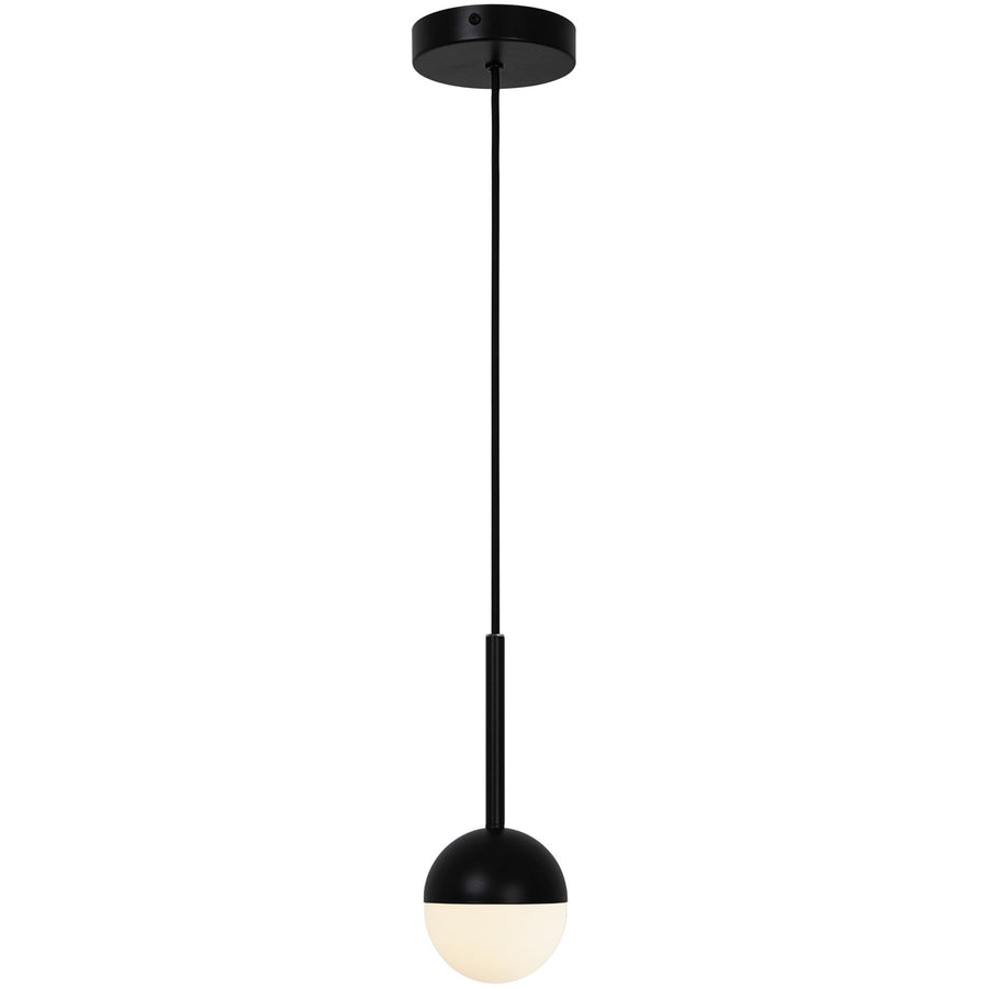 Version noire mate de la suspension suspendue à son câble, rosace apparente
