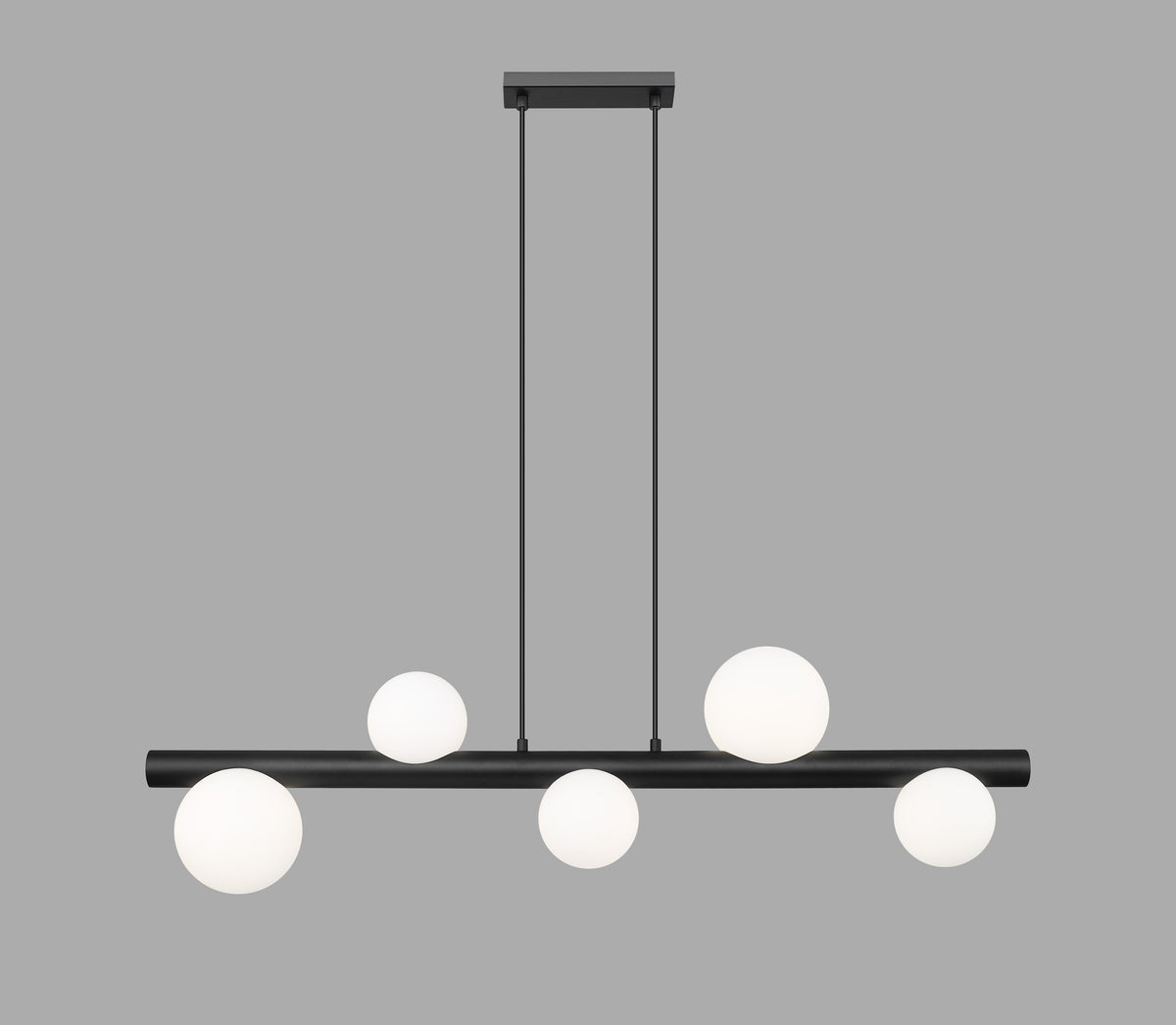 Suspension Fores 5 lumières noire mat, verre