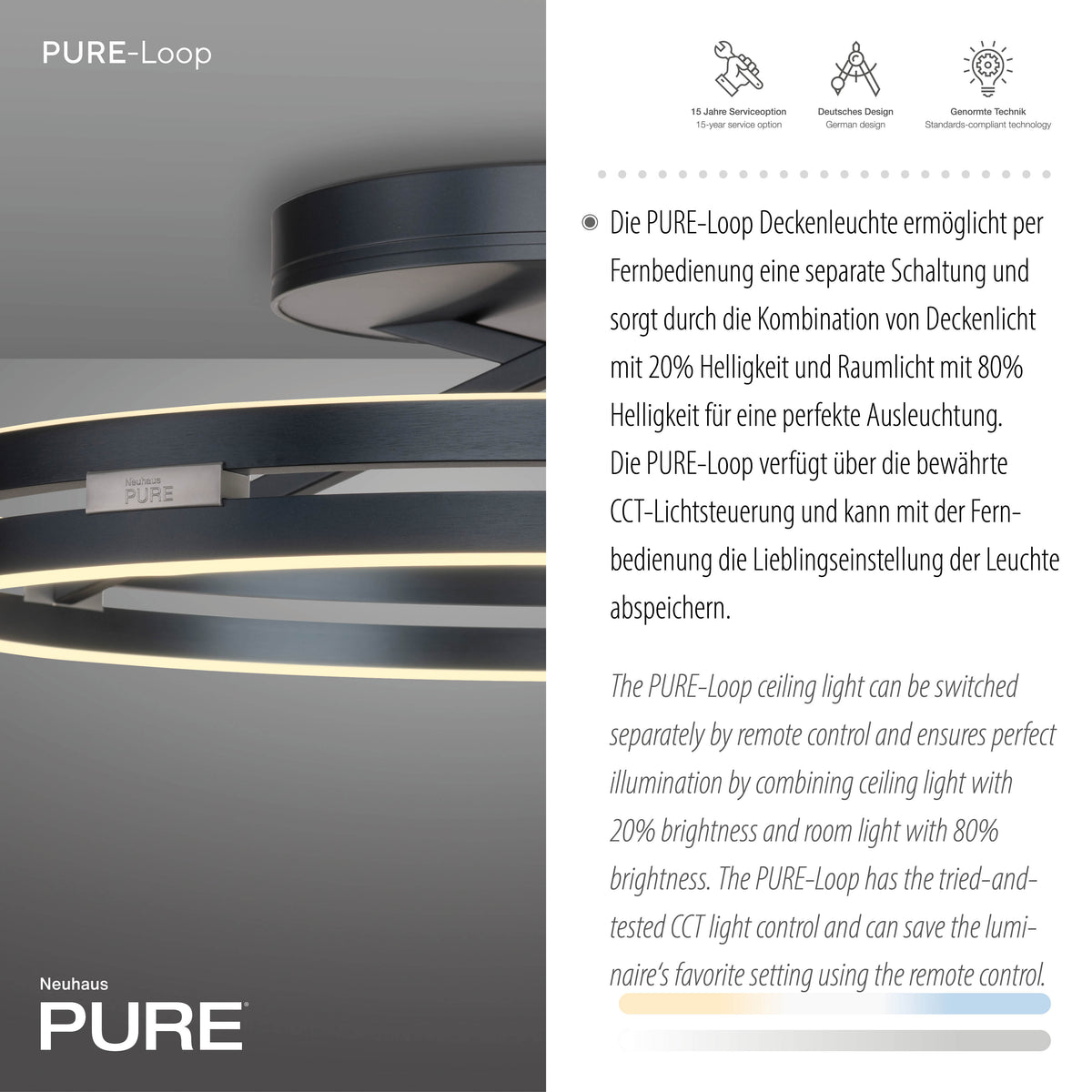 Plafonnier Pure Loop gris