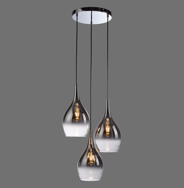 Suspension Pilua 3 lumières chromée, verre (2062-17)