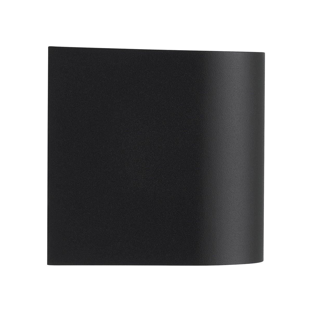 Profil avant de l'applique murale noire, forme galbée et finition texturée.