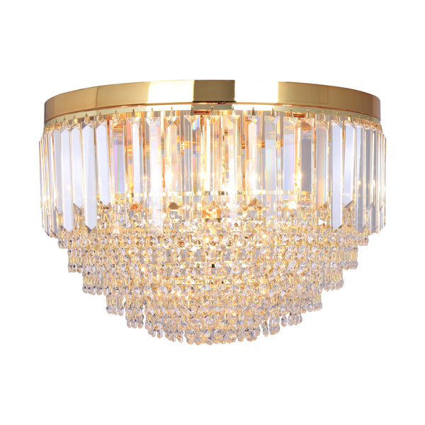 Plafonnier Charlotte 7 lumières doré et transparent, verre