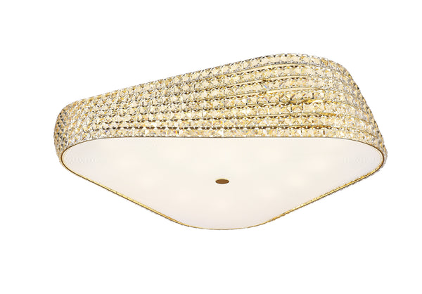 Plafonnier Babylon 18 lumières doré, cristal