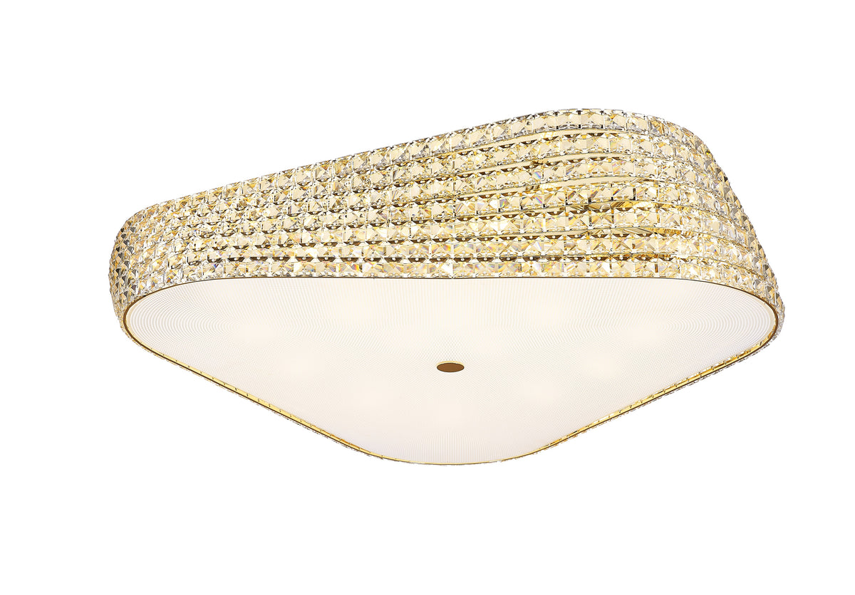 Plafonnier Babylon 18 lumières doré, cristal