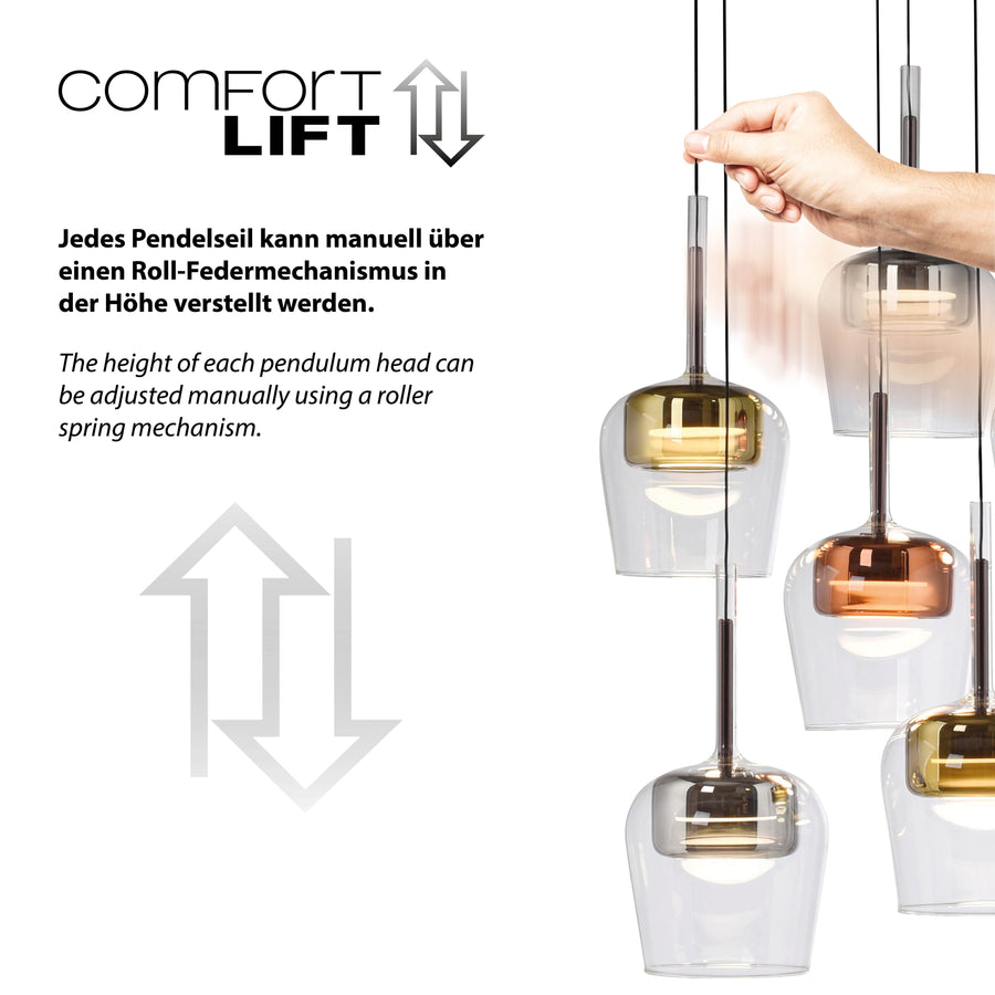 Suspension Q-Kon multicolore, verre, L 50 cm