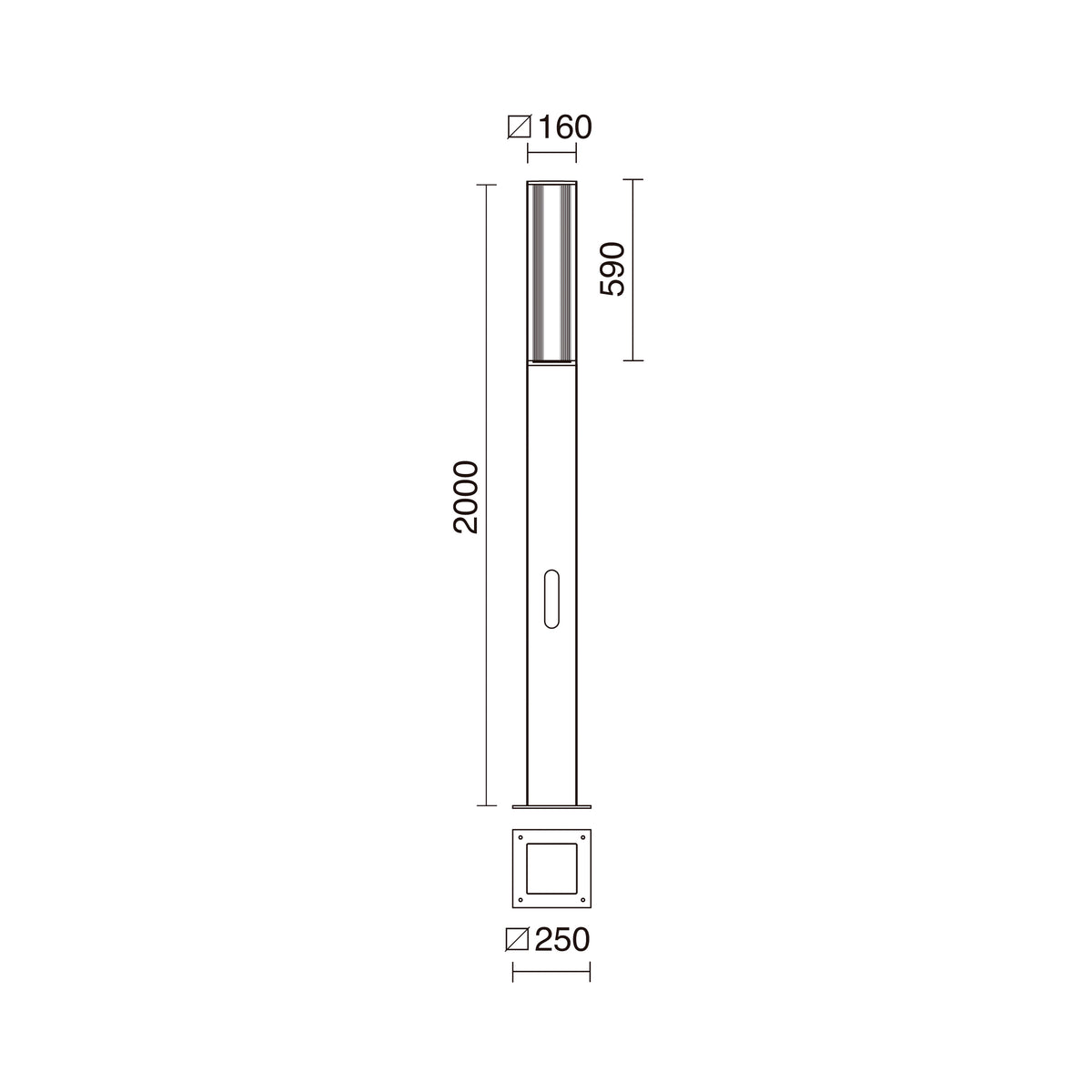 Borne extérieure Aura IP65, H 200 cm, 4000 K