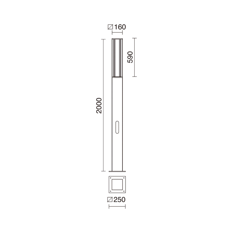 Borne extérieure Aura IP65, H 200 cm, 4000 K