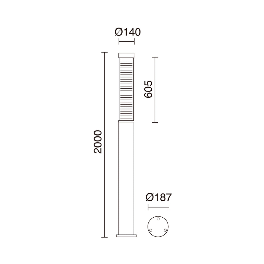 Borne extérieure Maxima IP65, anthracite, Ø 18,7 cm, H 200 cm