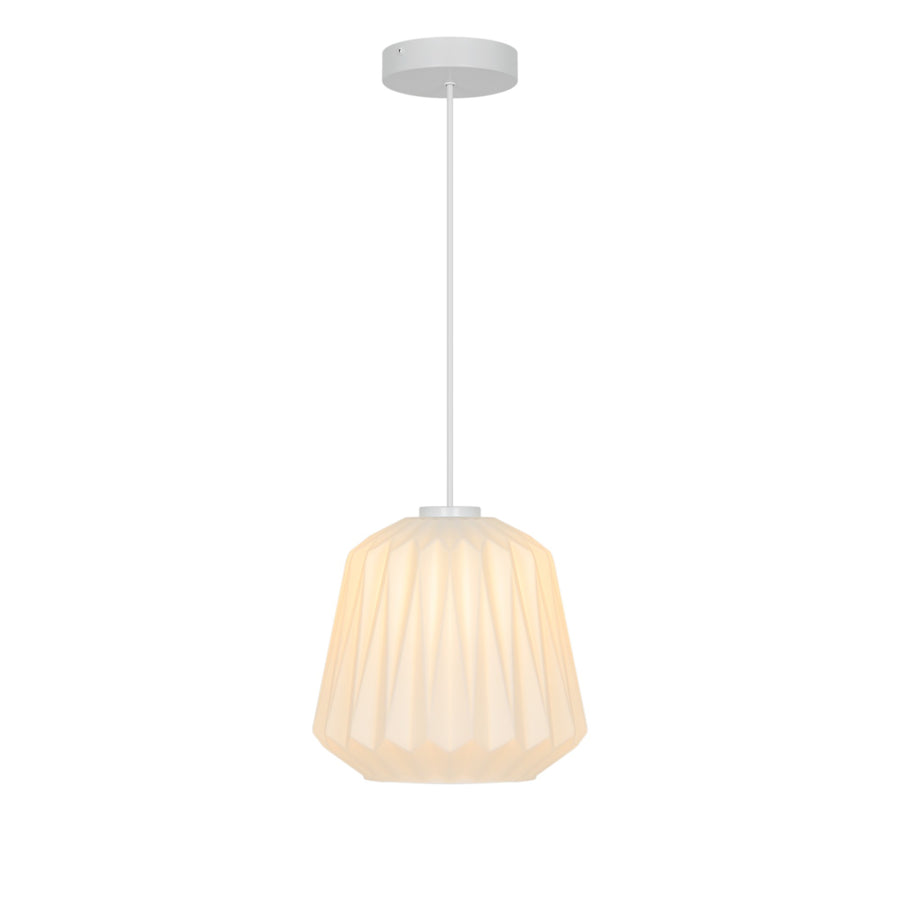 Vue de face complète de la suspension avec sa rosace de plafond blanche