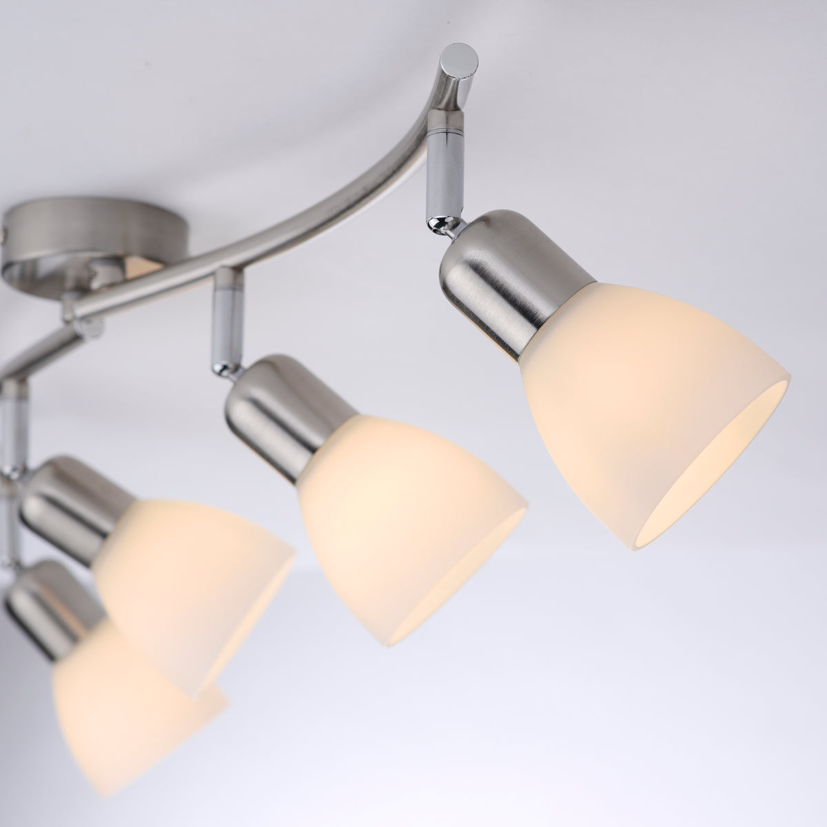 Plafonnier Karo 4 lumières acier, verre