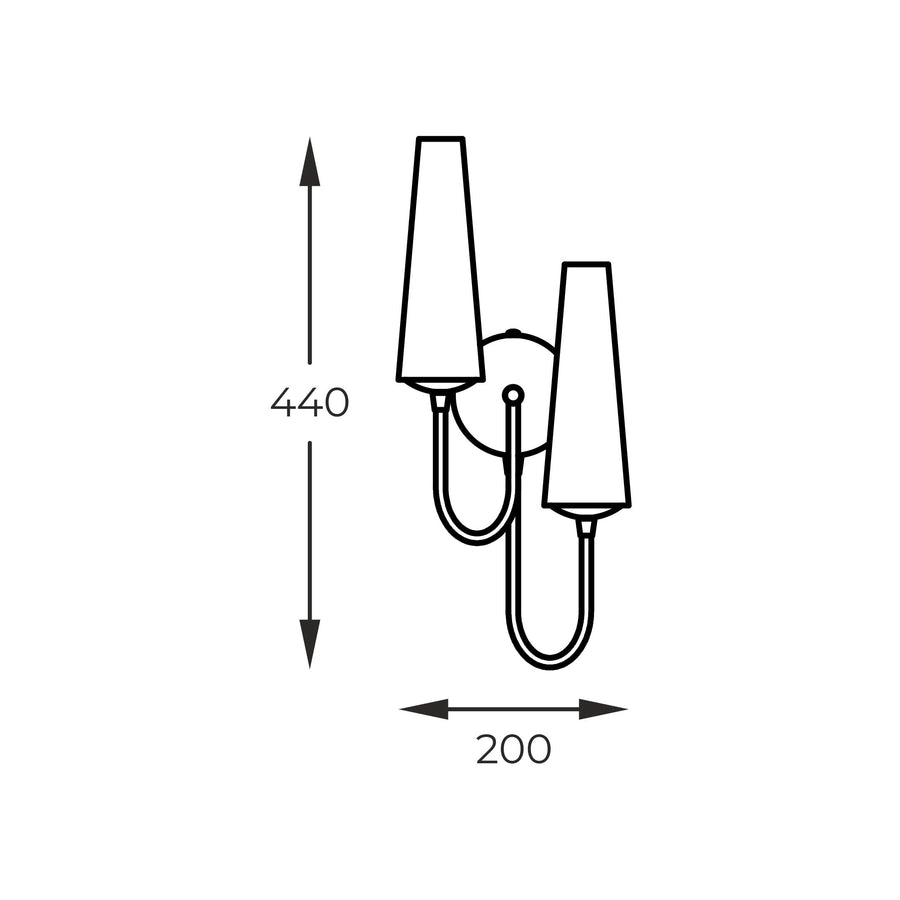 Schéma de dimensions : hauteur 440 mm et largeur 200 mm.