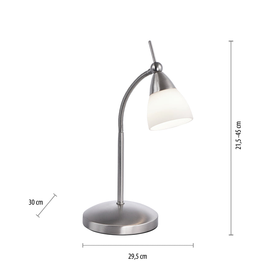 Lampe à poser Pino acier, verre