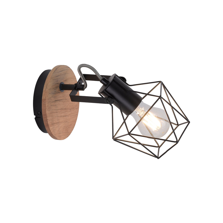 Applique murale Jaro noire et bois