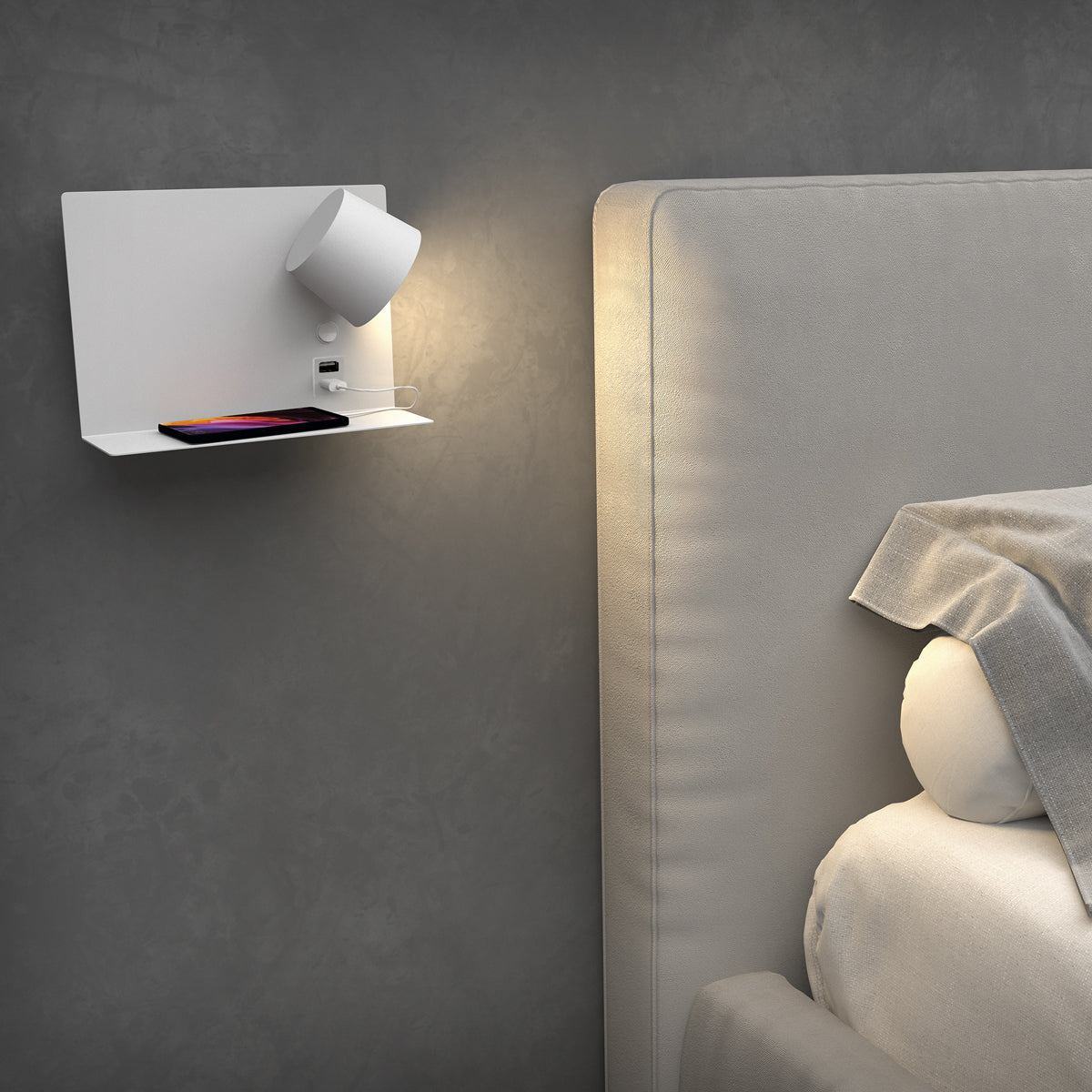 Applique murale Serene liseuse USB, blanc