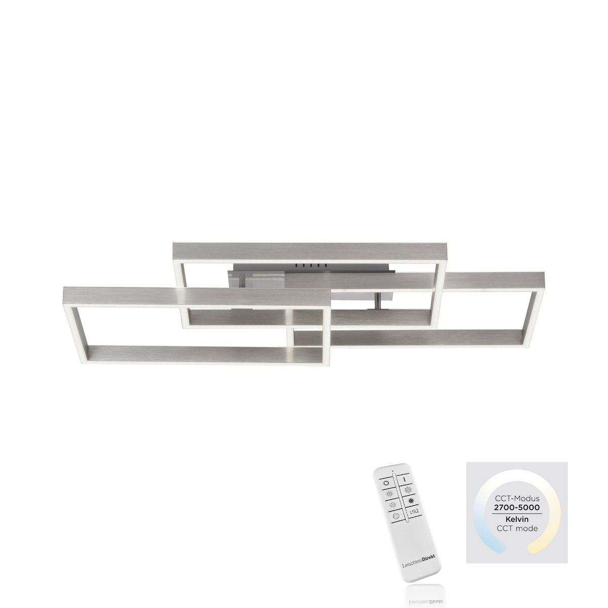 Plafonnier présenté avec télécommande et indicateur de température de couleur réglable