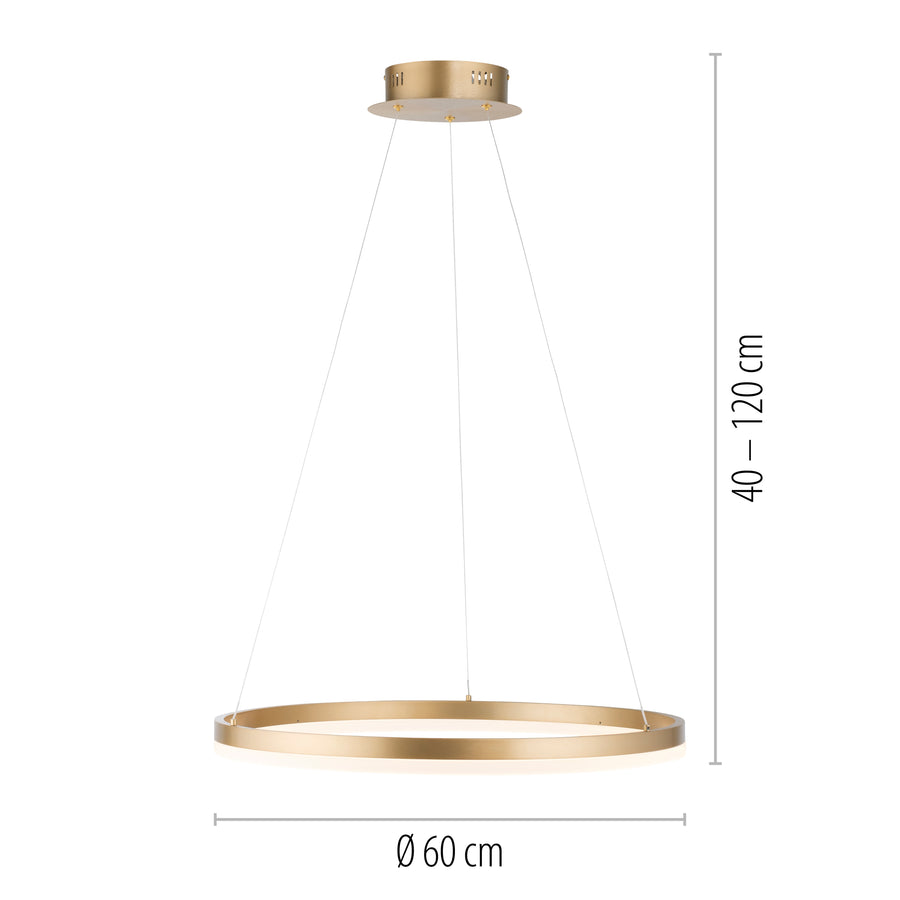 Suspension Titus laiton mat, L 60 cm