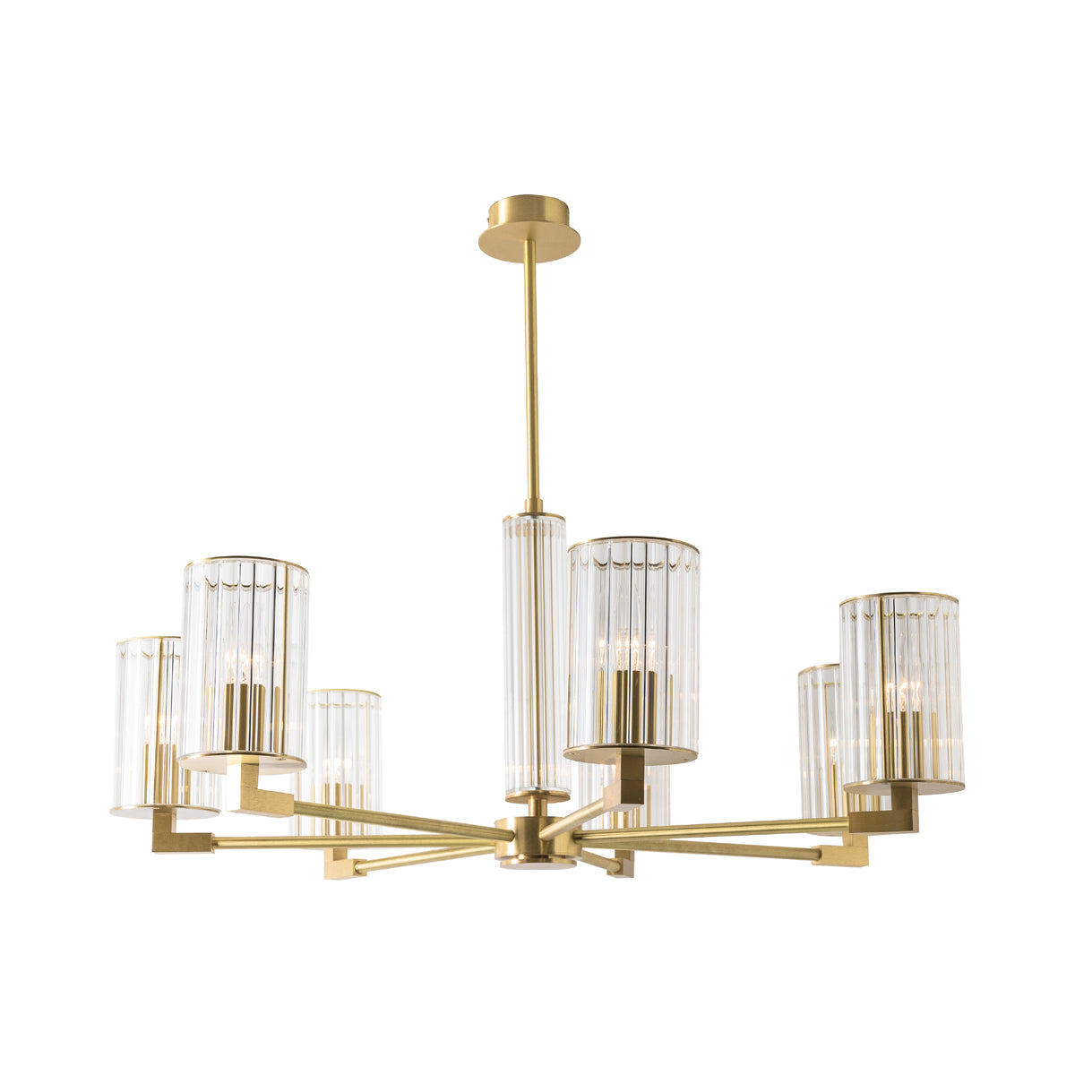 Suspension Aria 7 lumières laiton brossé, verre
