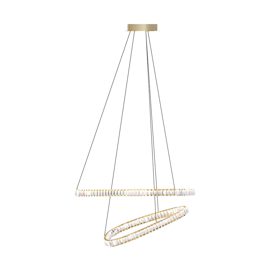 Luminaire suspendu vu de profil avec sa rosace fixée au plafond