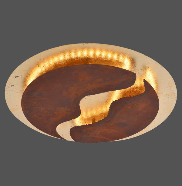 Plafonnier Nevis rouille et doré, L 50 cm