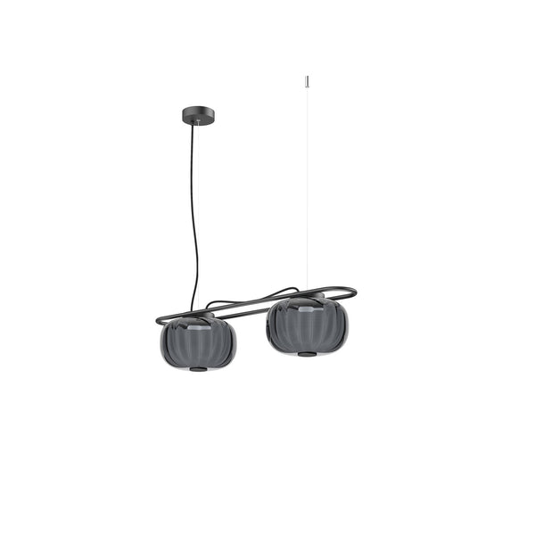 Suspension Krista 2 lumières, noir fumé gris