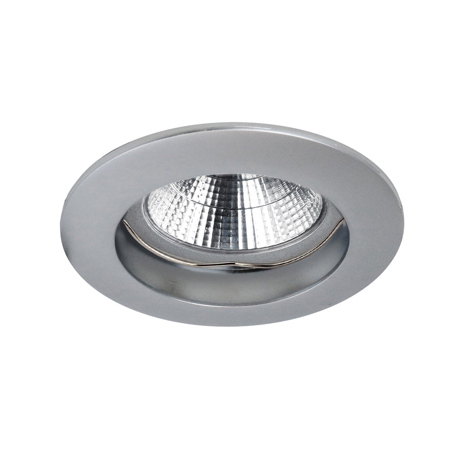 Spot encastrable rond finition argent, présenté de face sur fond blanc.