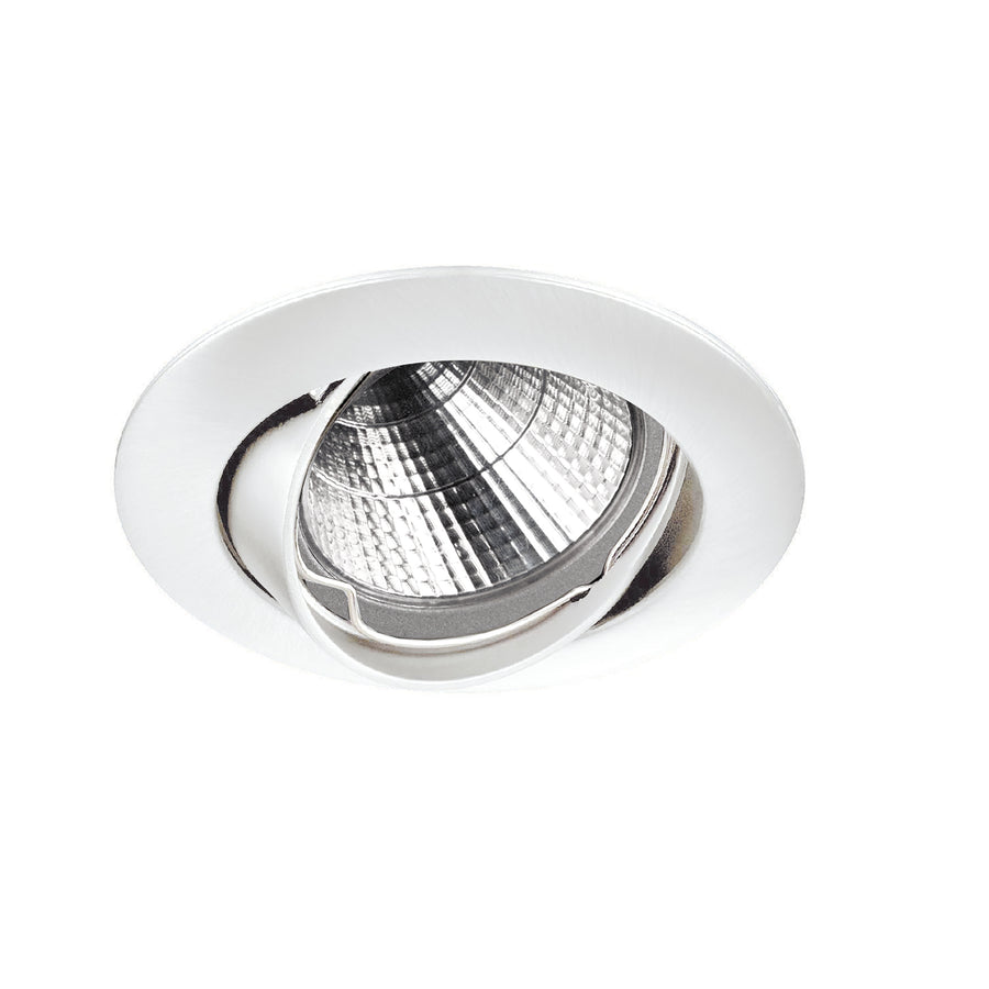 Spot encastrable orientable blanc vu de face avec sa lentille striée