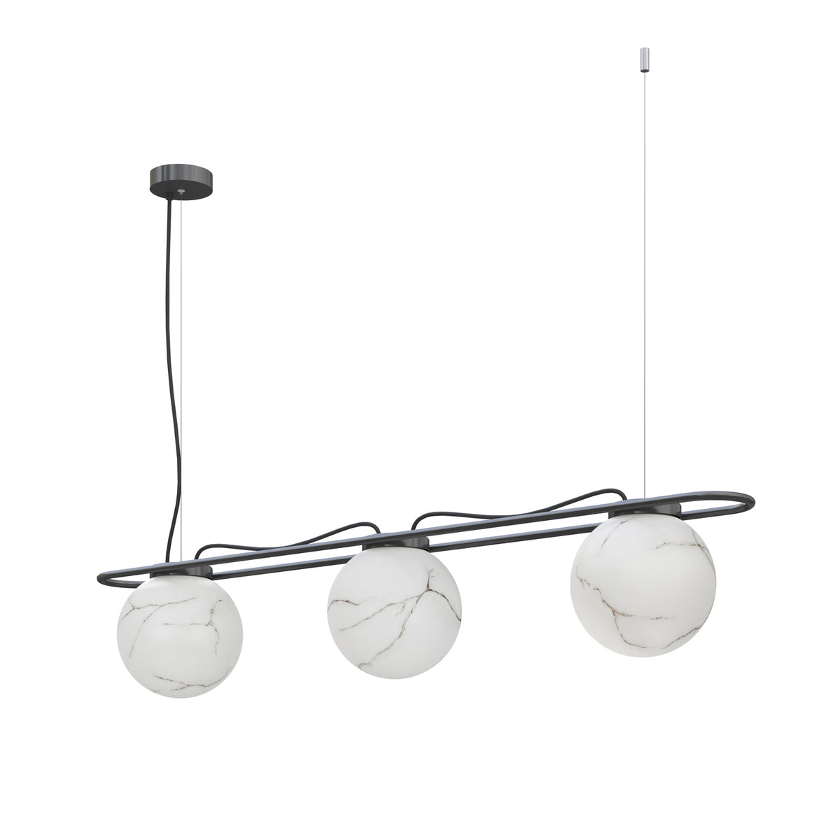 Suspension OXY 3 lumières, cristal opalisé noir albâtre