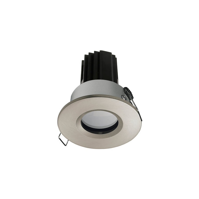 Spot encastrable Palma rond IP65, LED intégrée, finition chromée mate