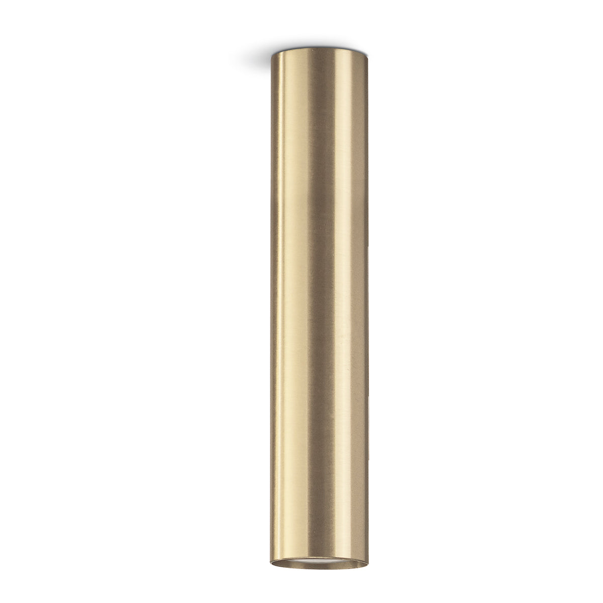 Variante dorée brossée du luminaire cylindrique sur fond uni