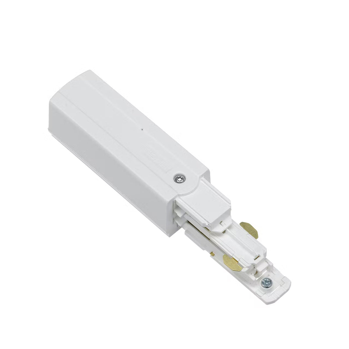 adaptateur d'alimentation blanc pour rail triphasé, vue de trois quarts