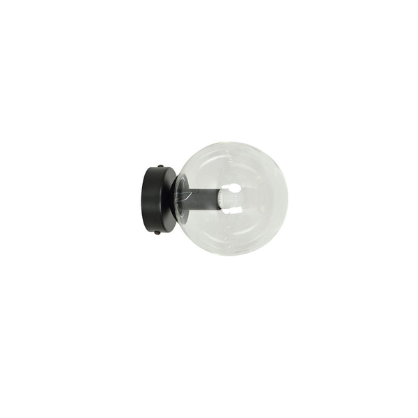Wandleuchte Rossi schwarz, Klarglas