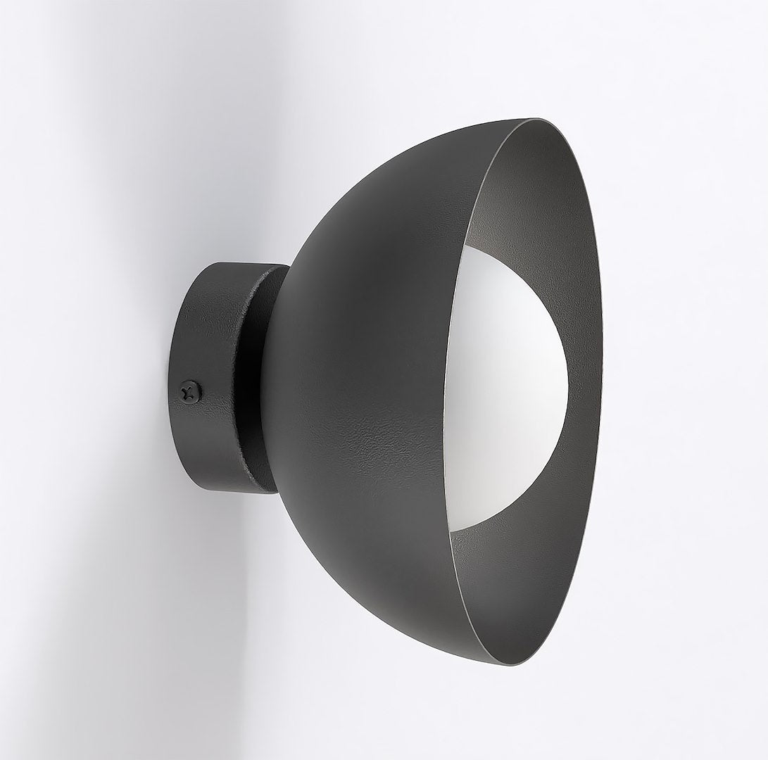 Vue de profil montrant la coque sphérique, le socle de fixation et sa vis