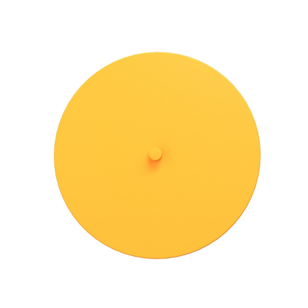 Applique murale ronde jaune dorée vue de face sur fond blanc