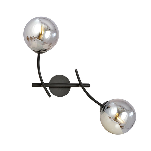 Wandleuchte Hunter schwarz, Graphitglas