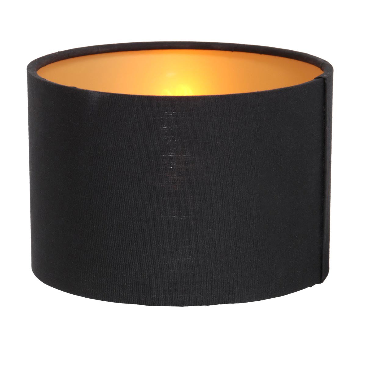 Vue en légère plongée montrant le cylindre noir et son reflet orangé