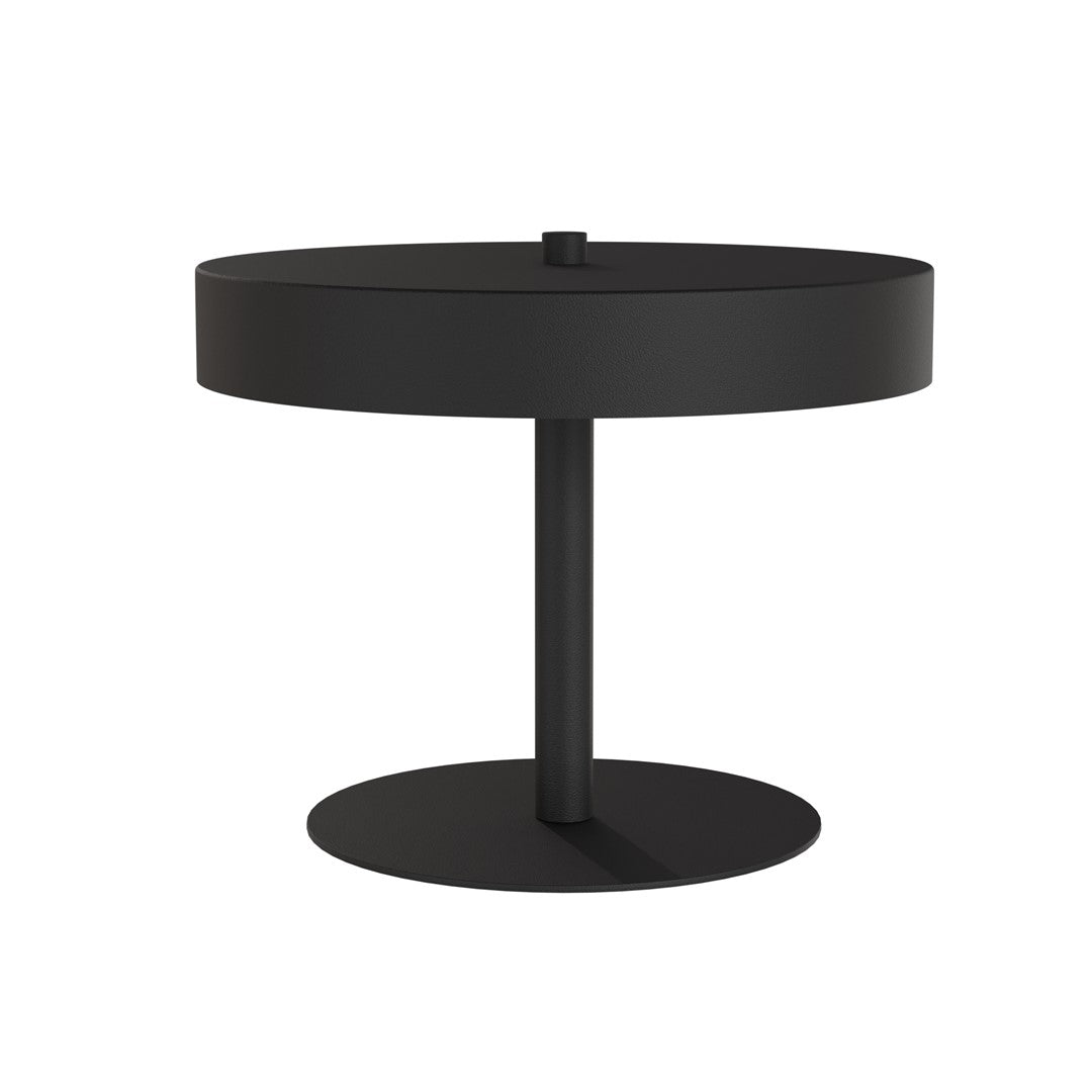 Profil de la lampe à poser, tige centrale fine et socle circulaire