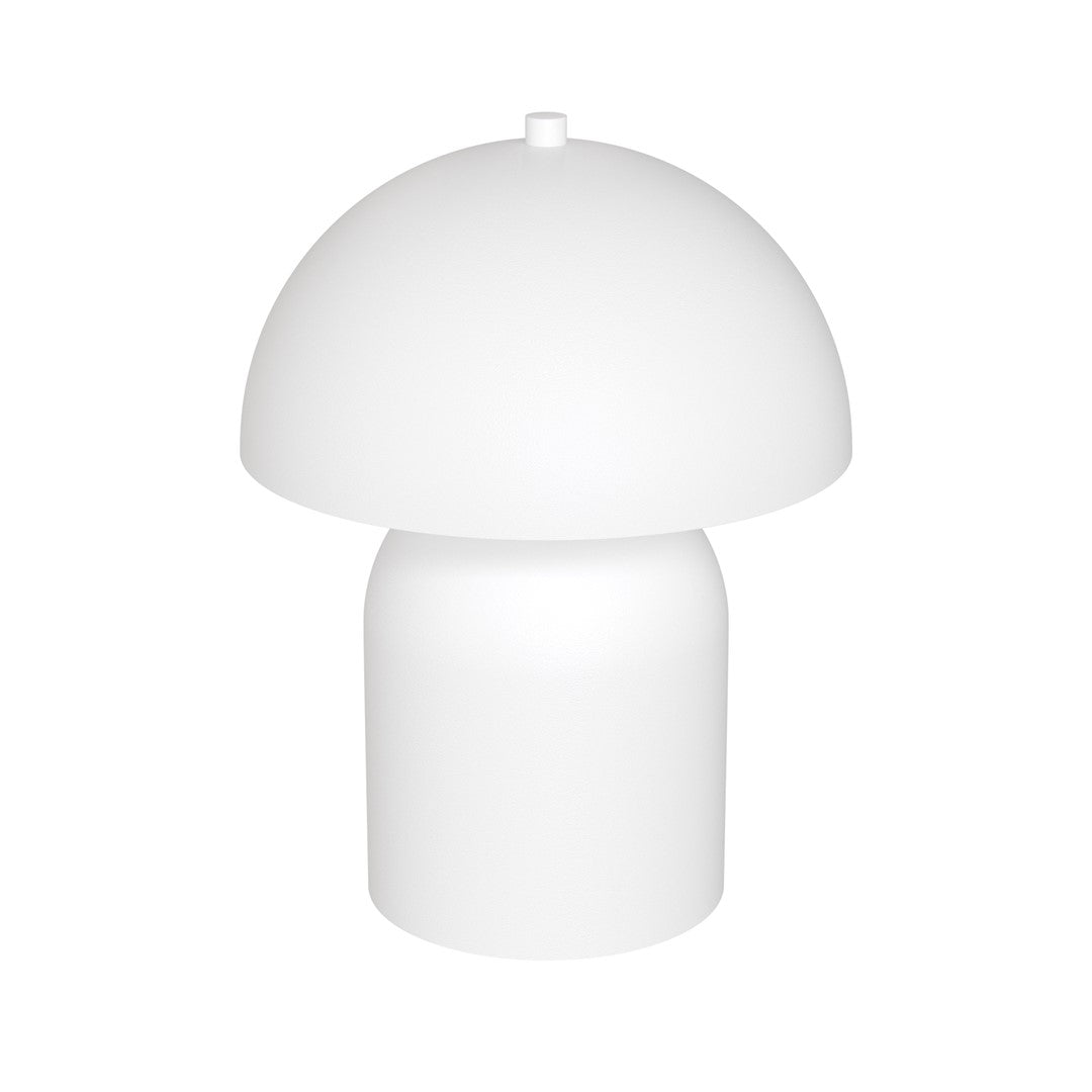 Troisième vue de face du produit blanc, pied cylindrique et chapeau bombé uni