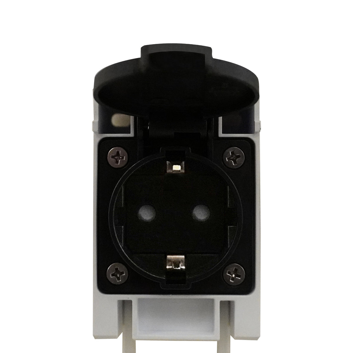Détail de la face arrière avec connecteur électrique et visserie
