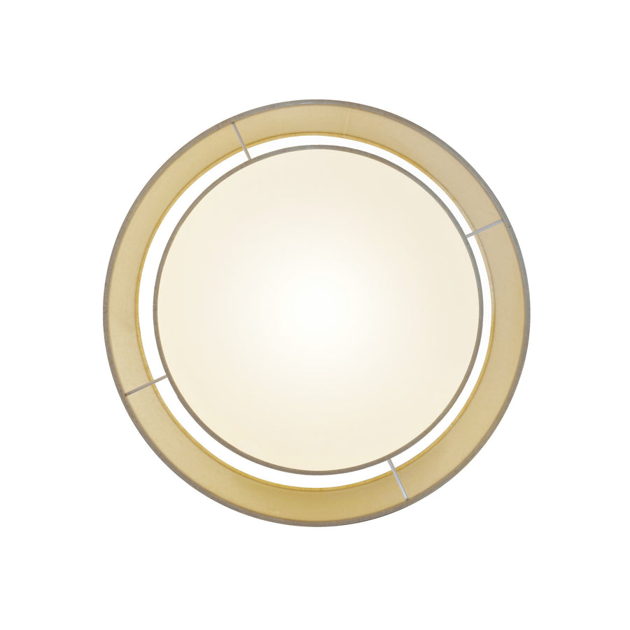 Vue de dessous montrant la lumière diffusée par le diffuseur blanc et la structure.