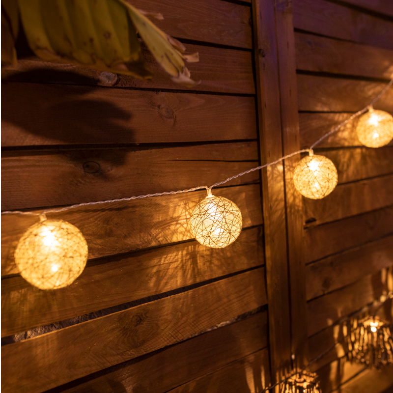 Pallina Outdoor-Lichterkette in Jute-Optik