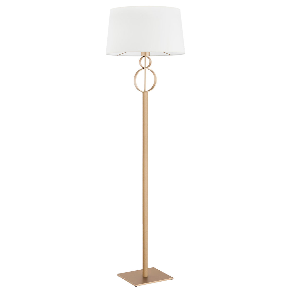 Vue de trois quarts du lampadaire doré sur fond blanc uni