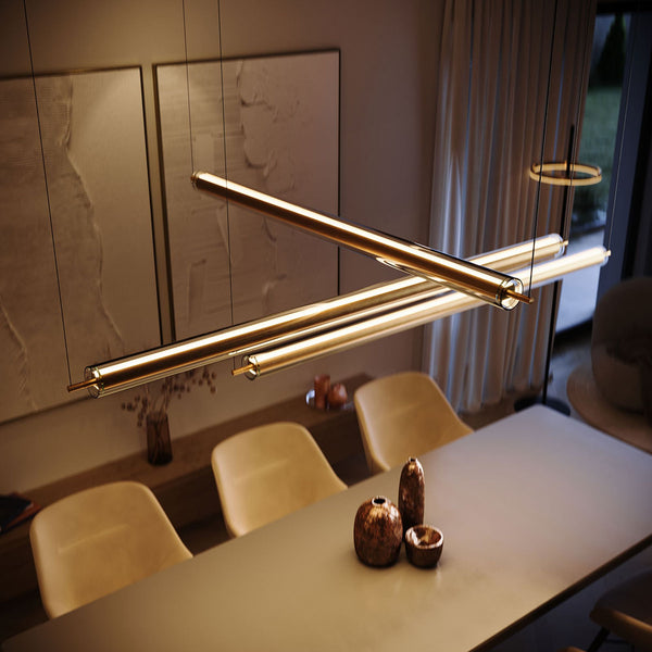 Suspension LED Ranya en verre éclairage haut et bas, télécommande