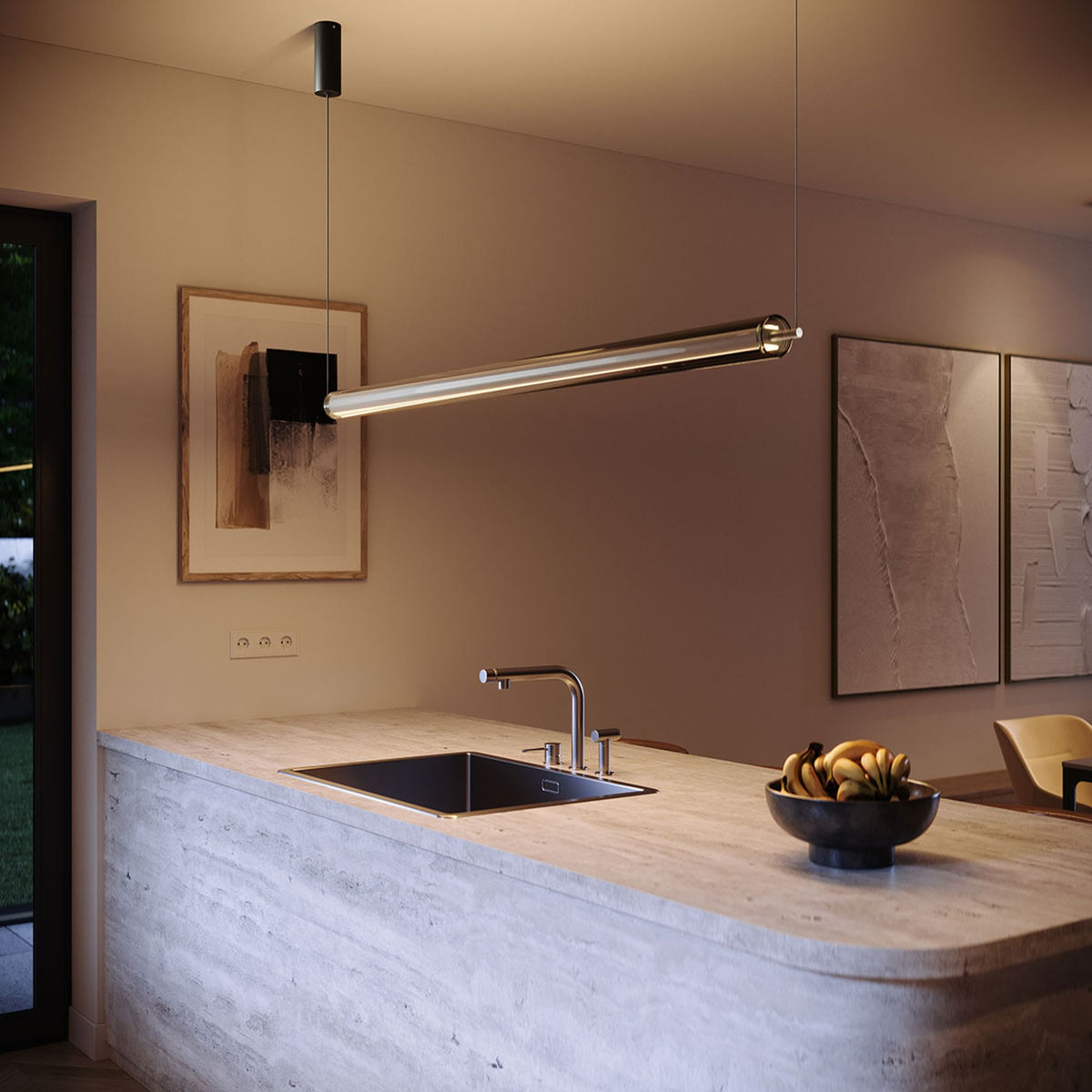 Suspension LED Ranya en verre éclairage haut et bas, télécommande