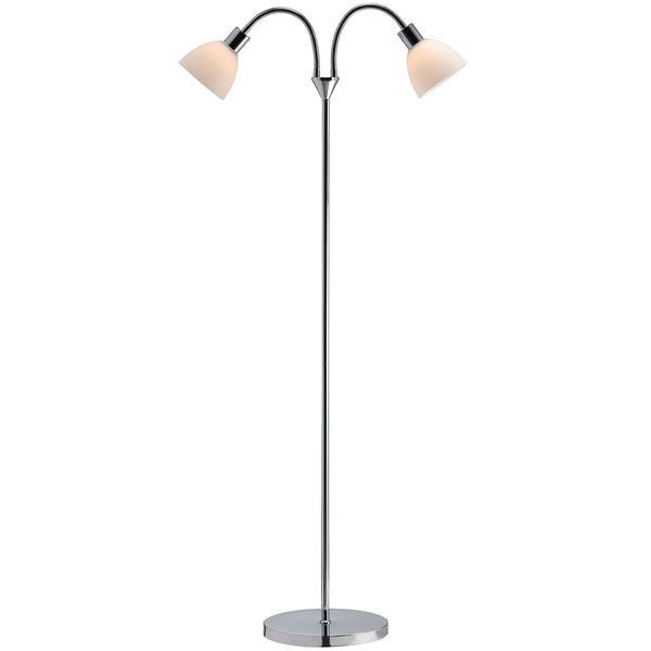 Lampadaire Ray Double chromé, verre