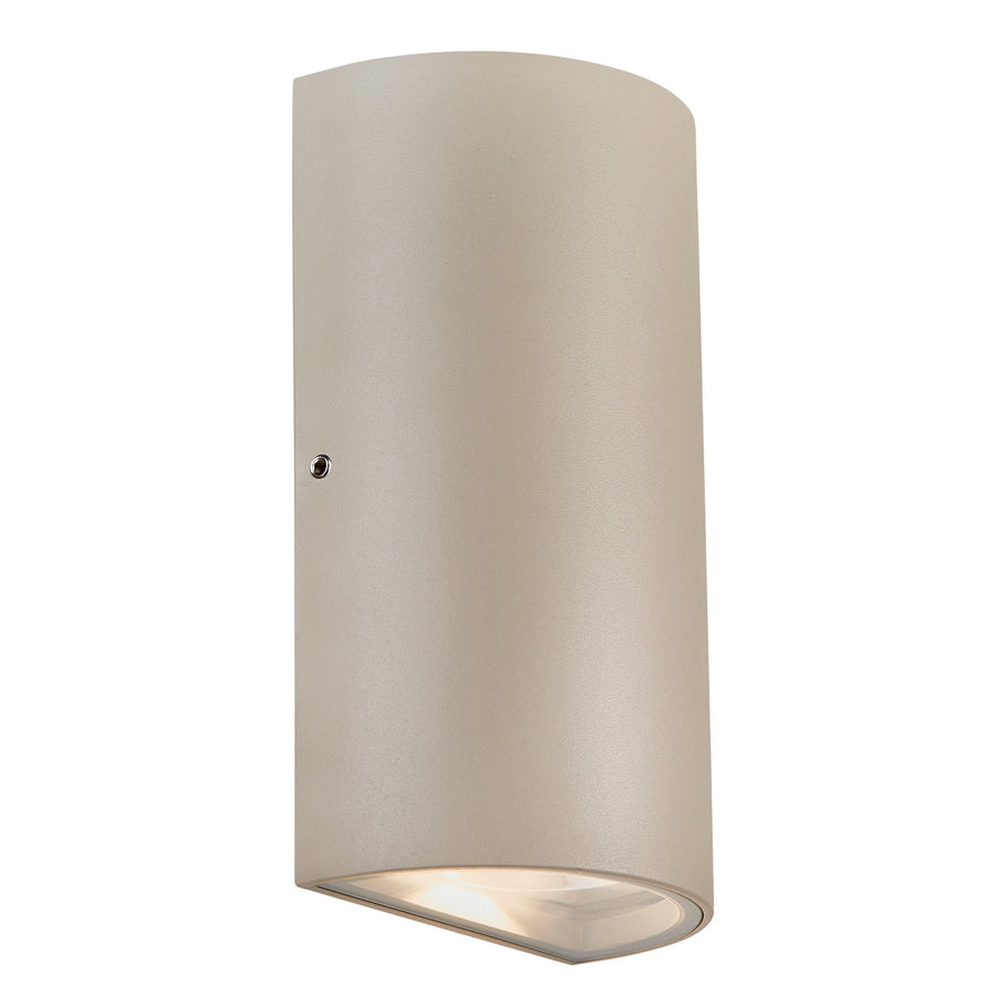 Version beige sable de l'applique, corps cylindrique et vitre de protection en bas