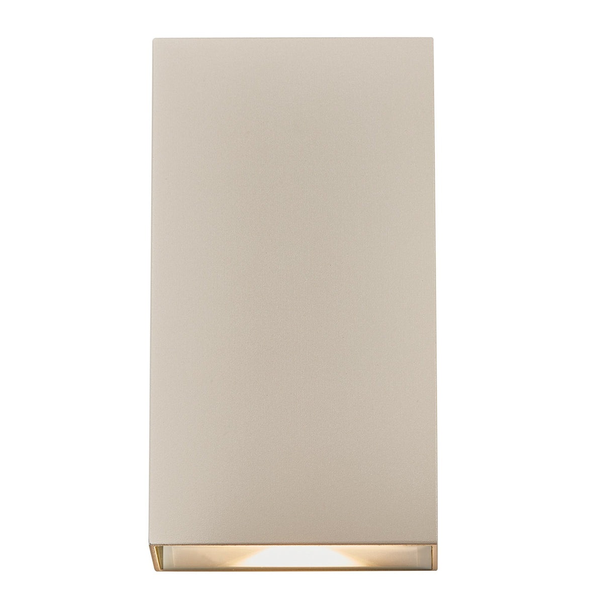Vue frontale de l'applique beige avec diffuseur en verre en partie basse.