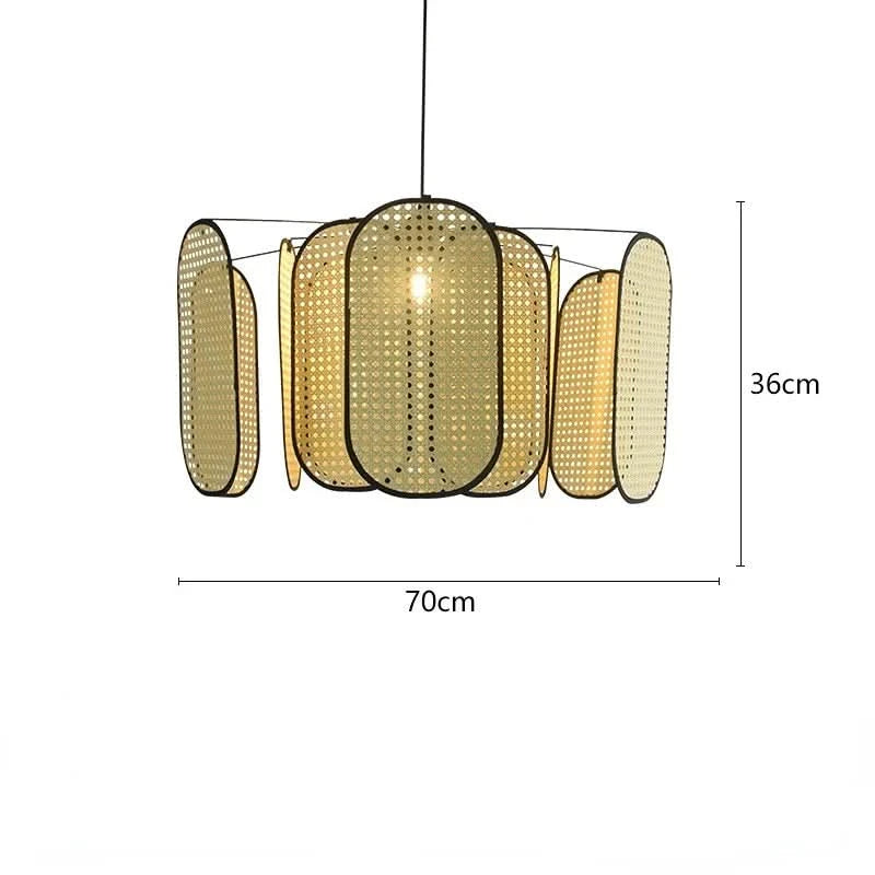 Lustre d'art Rural chinois noyau de bambou rotin LED chambre Restaurant étude lampe à Suspension luminaires décoratifs d'intérieur | Designix - Luminaire C - 70cmx36cm - https://designix.fr